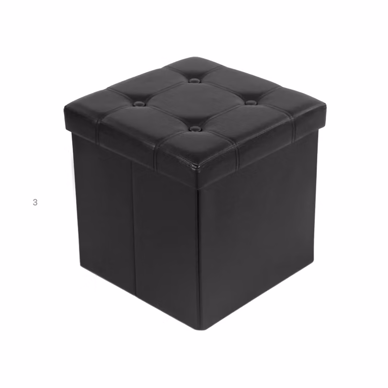Pouf Portaoggetti Pieghevole, Nero