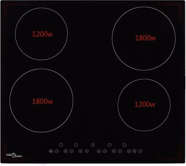 Piano Cottura Elettrico in Vetroceramica vidaXL Nero con 4 Zone di Cottura e Comandi Touch – 1