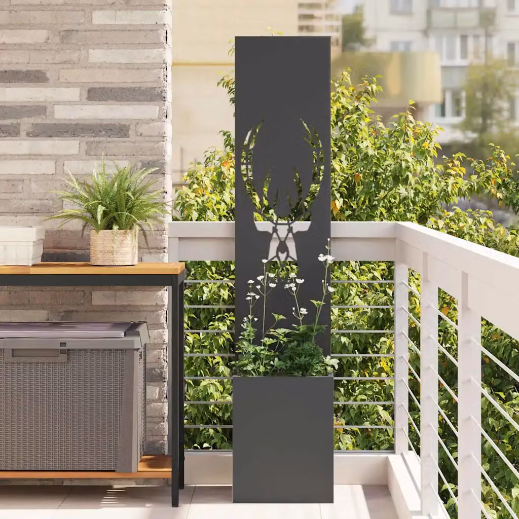 vidaXL Paravent per privacy in giardino Nero in Acciaio L/P/H: 32 x 32 x 150 cm