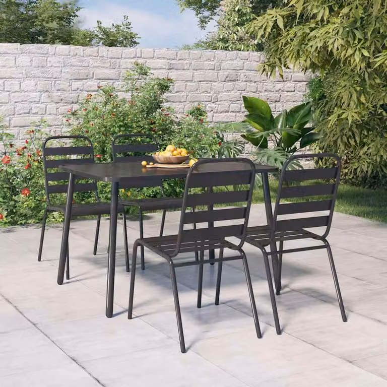 Set da pranzo da giardino moderno vidaXL in acciaio antracite opaco, 5 pezzi