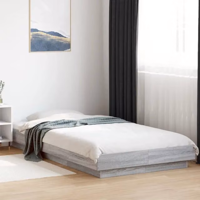 Giroletto Luci LED Grigio Sonoma 100x200cm in Legno Multistrato 3281117