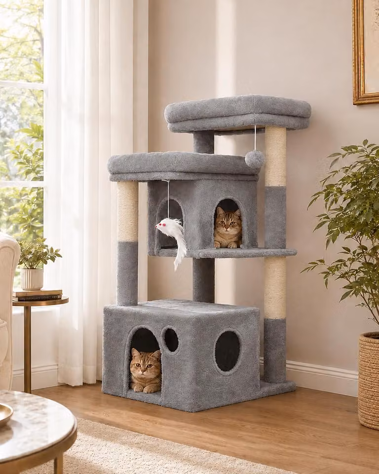 Kratzbaum stabile, struttura a più livelli, alta 205 cm, adatto a diverse gatte