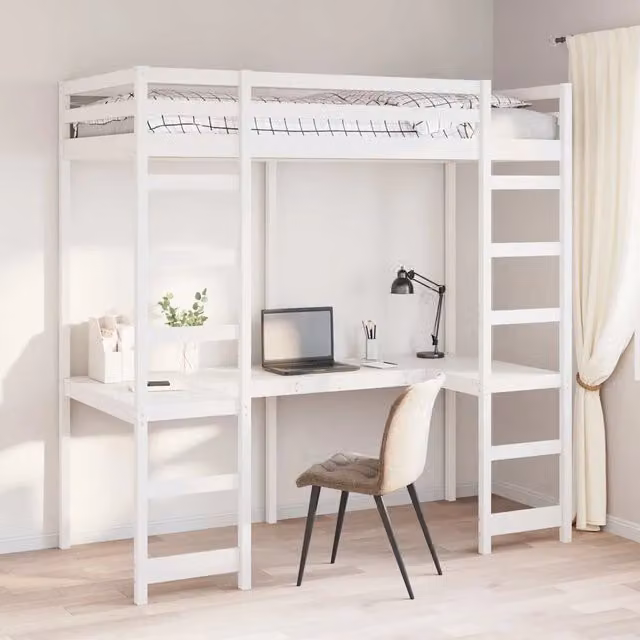 Struttura per letto soppalco Bianco 75 x 190 cm Pino massello 3414557