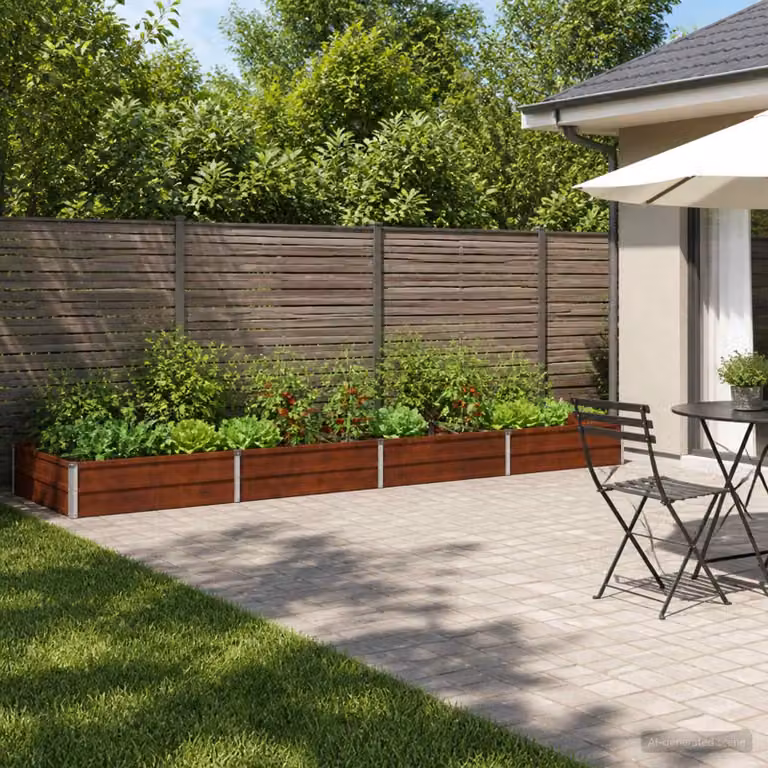Letto rialzato da giardino vidaXL in metallo Corten color marrone L: 320 cm, P: 80 cm, H: 24 cm