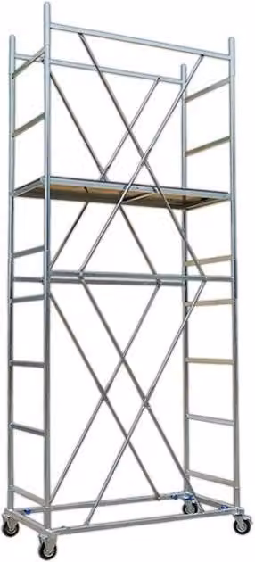 Trabattello REAL PLUS Piscopiello Ponteggi con pedana, Altezza: 4,60 m, Colore: silver