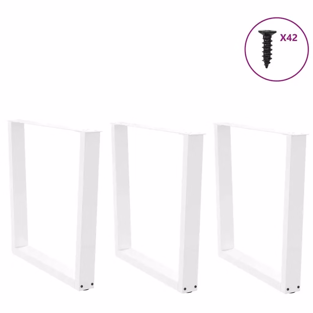 Set di 3 gambe per tavolo da pranzo a forma di V vidaXL in metallo laccato bianco, H: 72-73,3 cm x L: 80 cm x P: 40 cm
