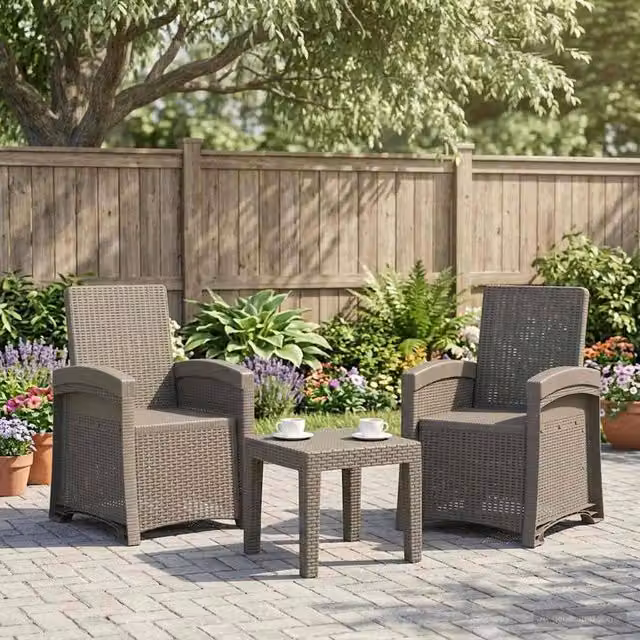Set di 2 sedie da giardino reclinabili vidaXL effetto rattan colore grigio