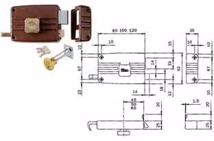 SERRATURA DA APPLICARE PER PORTONCINO ART. 401/402 ISEO E40 Dx