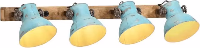 Lampada da parete in stile industriale con 4 paralumi 90 x 25 cm stile rustico atmosfera accogliente in ferro blu sbiadito 02_0047479