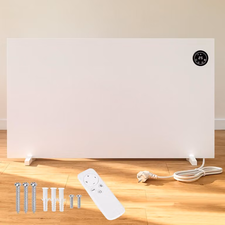Pannello riscaldante a infrarossi e convezione Ikodm da 750W, con Wi-Fi, timer, modalità ECO, blocco bambini, da parete o da pavimento