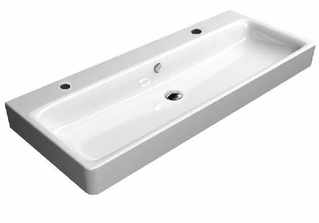 Sapho GSI Sand - Lavabo doppio 1200x500 mm, 2 fori per rubinetteria, ExtraGlaze, bianco 9024211