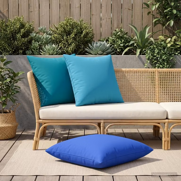 vidaXL Cuscino con cuscino HEERLEN 2 pz Azzurro Poliestere