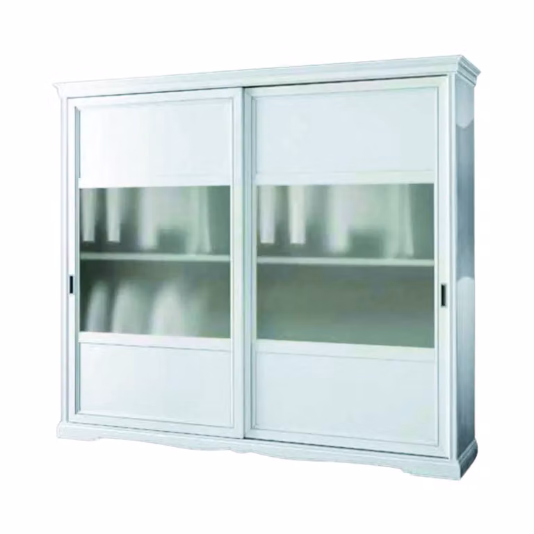 Armadio moderno con 2 ante scorrevoli in vetro e legno di frassino bianco Mobili 2G L/P/H: 284 x 65 x 248 cm