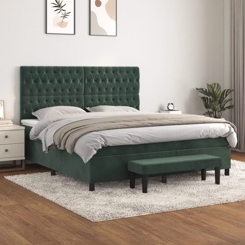 Maison Exclusive - Giroletto a Molle con Materasso Verde Scuro 180x200 cm Velluto