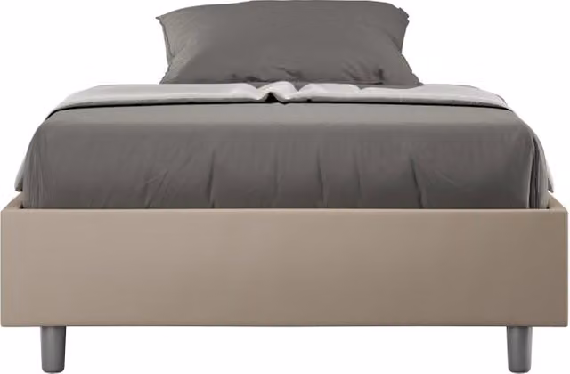 BS COM Letto una piazza e mezza contenitore imbottito 120x200 similpelle tortora