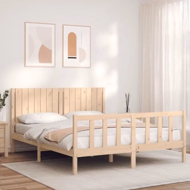 Giroletto senza Materasso-Struttura Letto 160x200 cm in Legno Massello di Pino 210914
