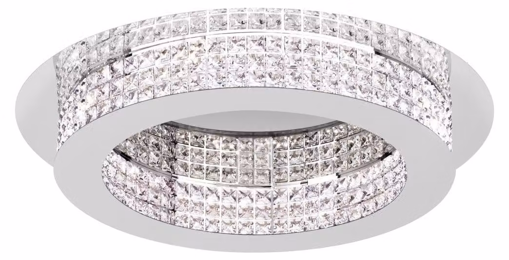 Plafoniera LED in cristallo Principe 14-gang cromo, trasparente