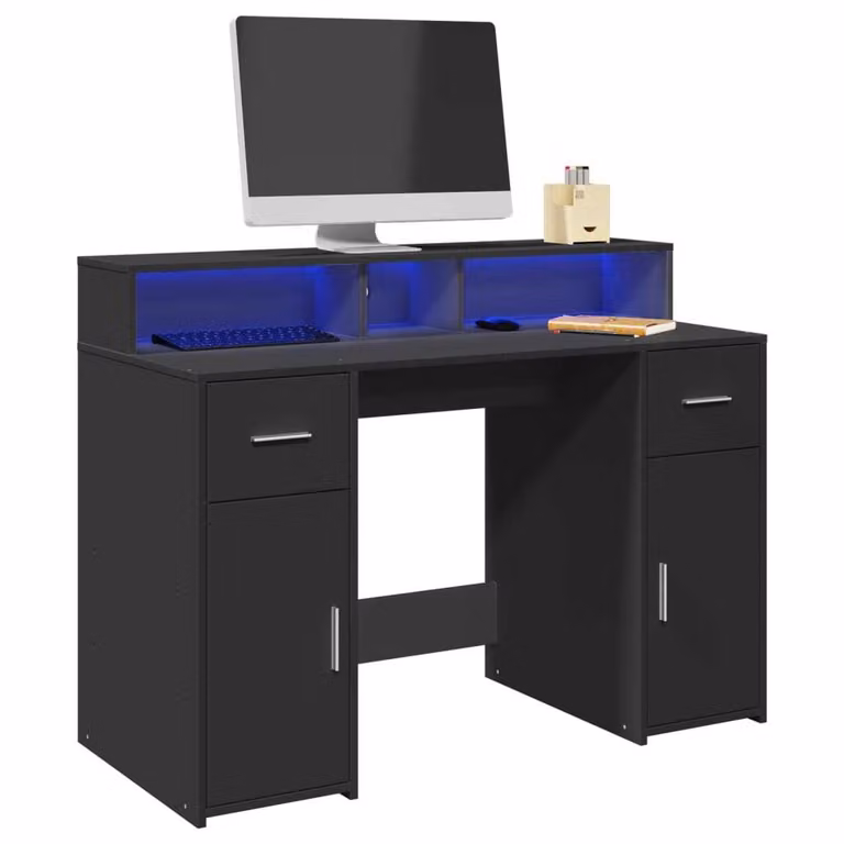 Maison Exclusive - Scrivania con Luci LED Nera 120x55x91 cm in Legno Multistrato