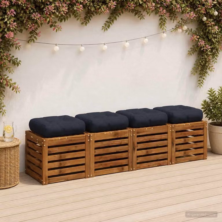 Set di 4 cuscini per sedia VIANEN vidaXL in poliestere blu con rivestimento rimovibile e lavabile