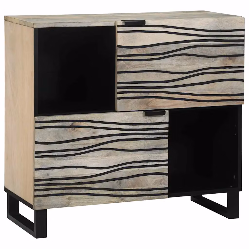 Credenza vidaXL in legno massello di mango bianco stile rustico L: 80 cm, P: 33 cm, H: 75 cm