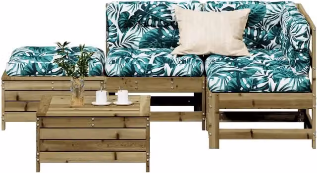 Set Divani da Giardino 5pz con Cuscini Legno Impregnato di Pino 3250711