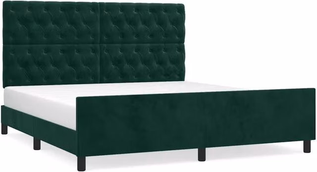 Letto matrimoniale | Letto per adulti | Giroletto senza Materasso Verde Scuro 160x200 cm in Velluto