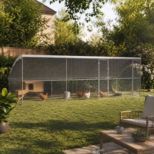 Chicken Cage Silver 600 X 200 X 198.5 Cm Galvanized Steel