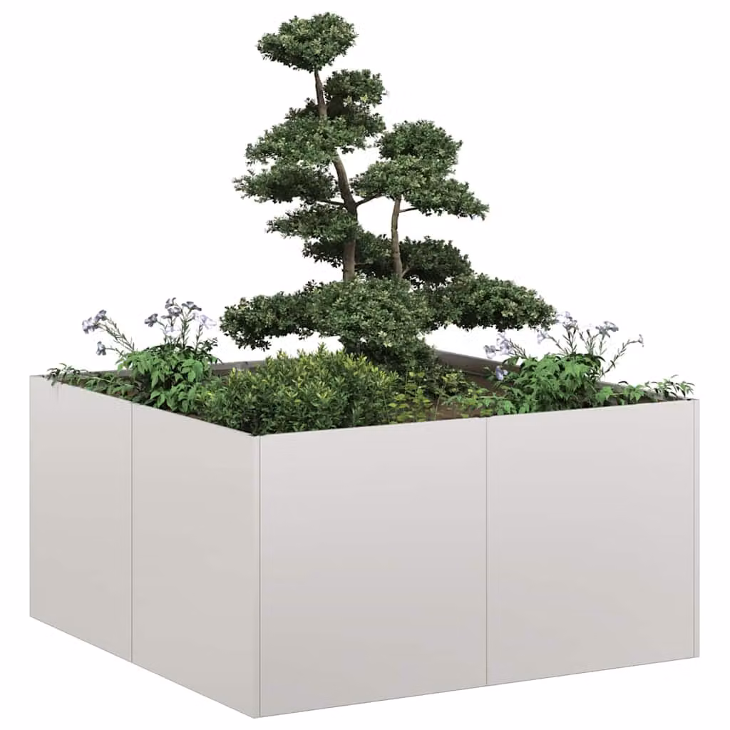 Fioriera vidaXL in acciaio inossidabile grigio argento L: 80 cm, P: 80 cm, H: 40 cm