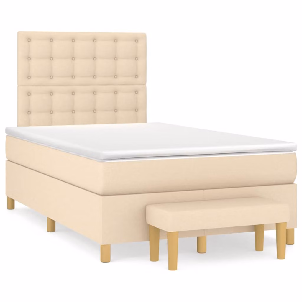 Maison Exclusive - Letto boxspring con materasso Crema 120x190 cm Tessuto