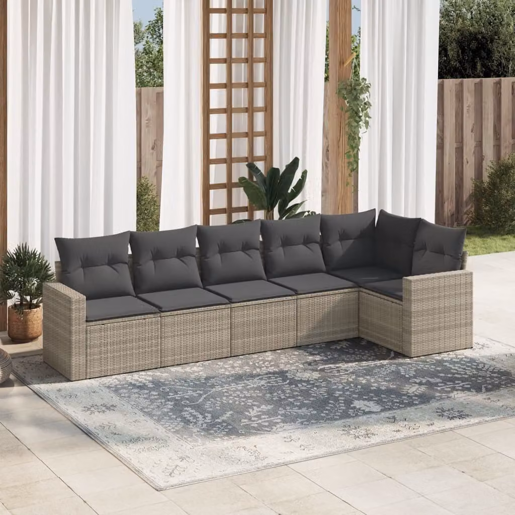 Maison Exclusive - Set Divano da Giardino 6pz con Cuscini Grigio Chiaro Polyrattan