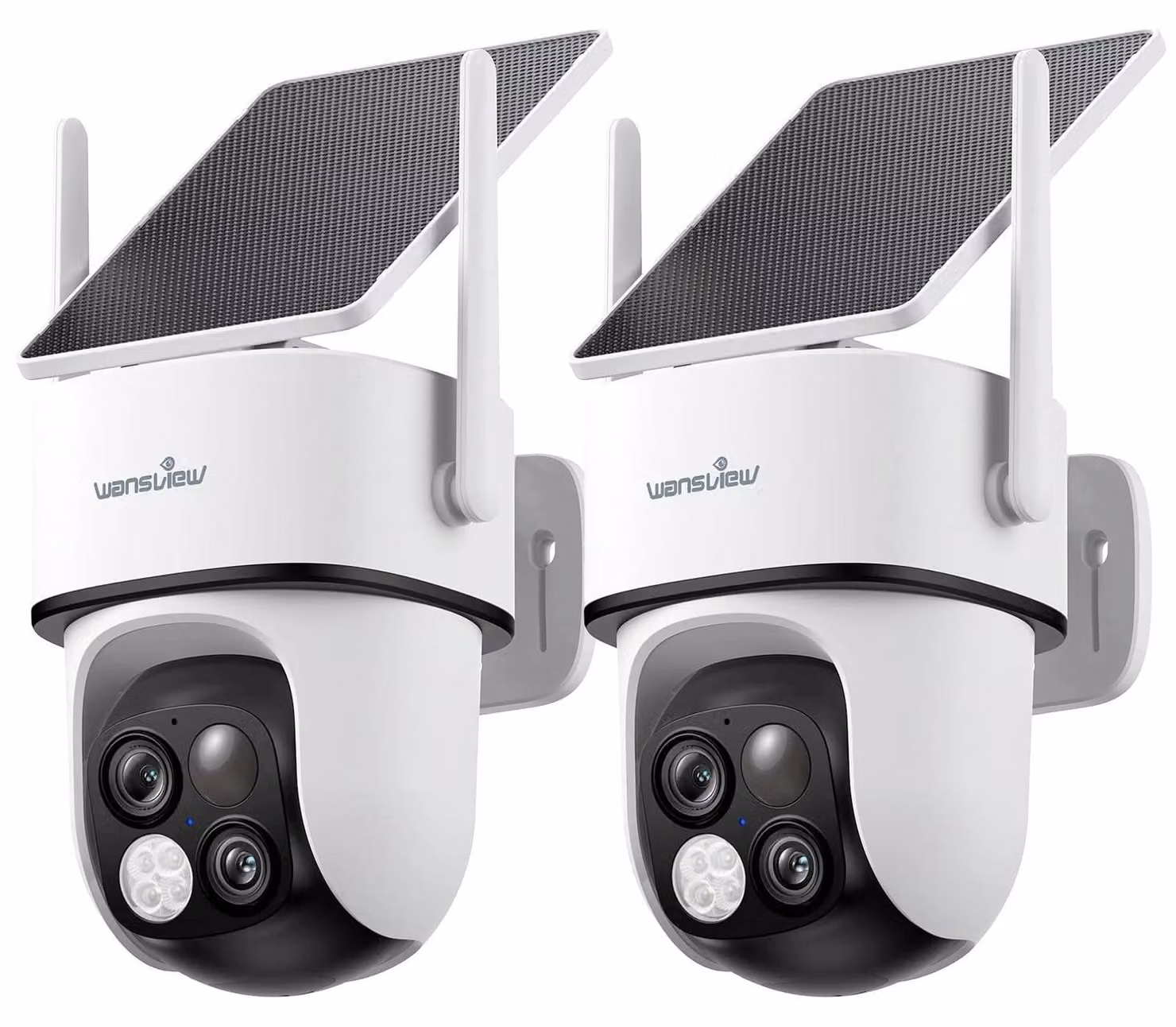 Sistema di telecamere di sicurezza, WiFi 2.4G, alimentato a energia solare, 2 pezzi