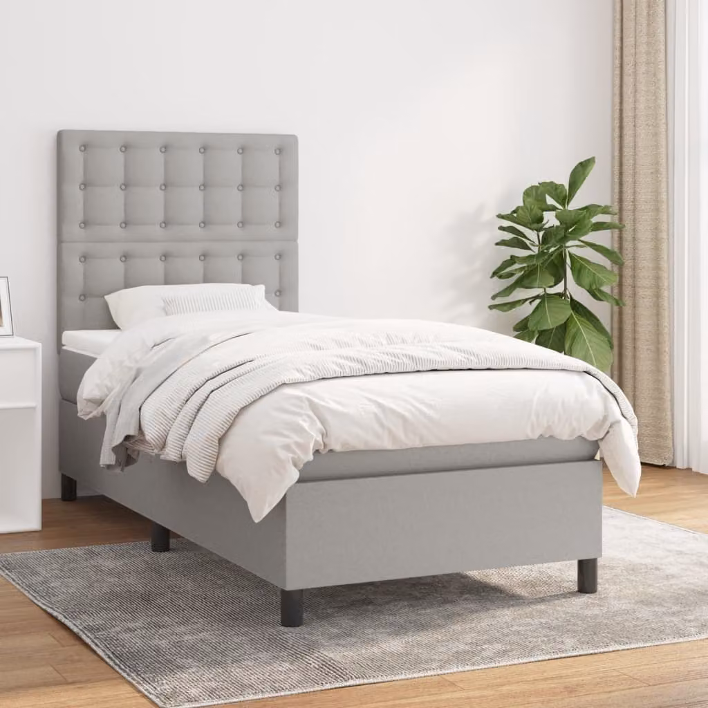 Maison Exclusive - Giroletto a Molle con Materasso Grigio Chiaro 90x200 cm Tessuto