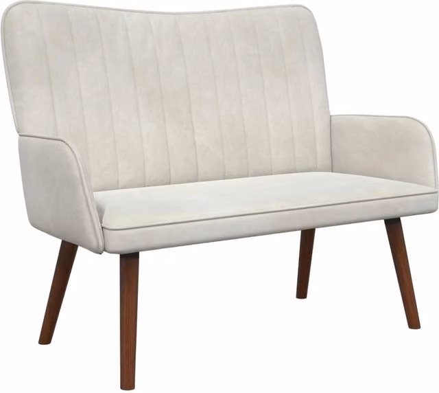 Divano a due posti moderno in velluto beige per soggiorno e camera da letto L: 115 cm, P: 61 cm, H: 87 cm