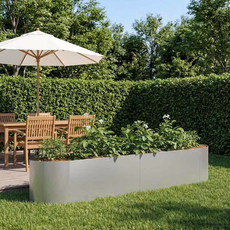 Letto rialzato da giardino vidaXL in acciaio zincato argento L: 220 cm, P: 40 cm, H: 40 cm