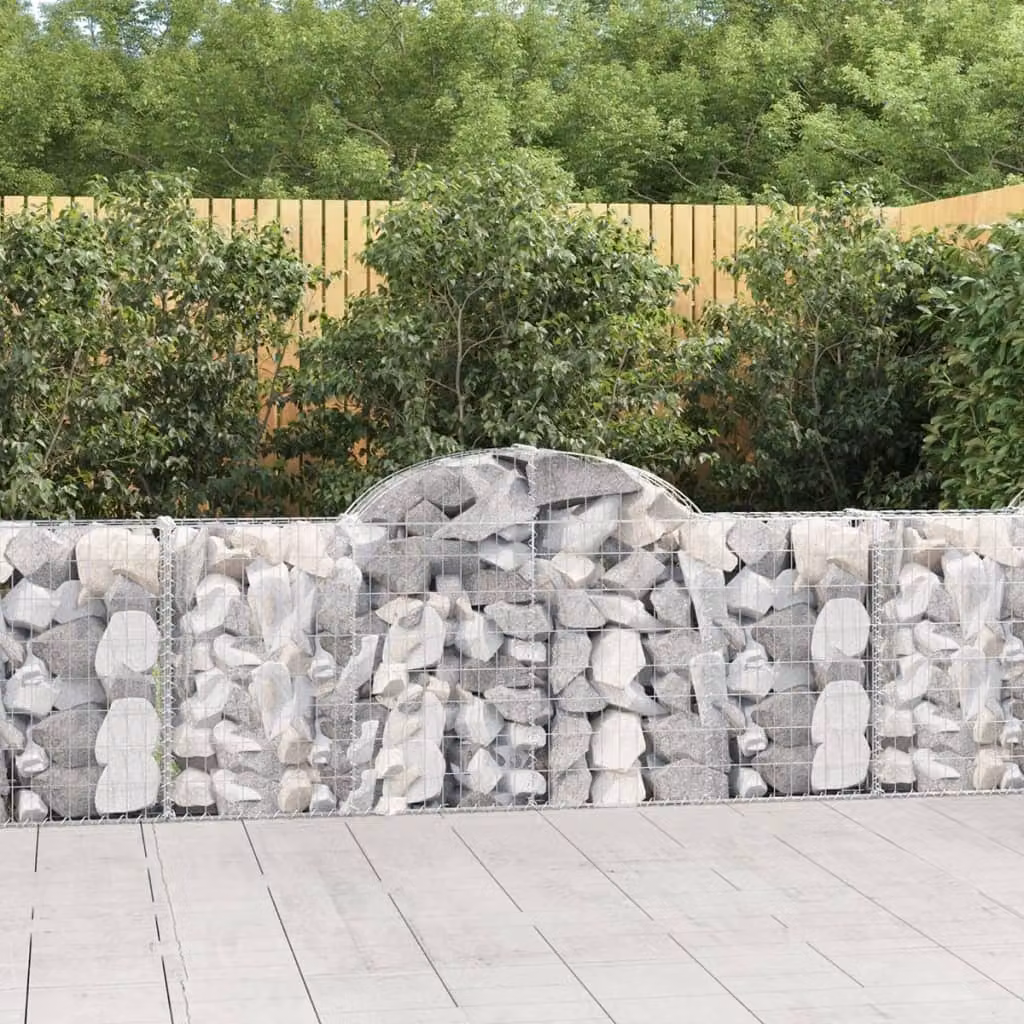 Set di 18 cesti gabbioni ad arco vidaXL in acciaio zincato grigio, L: 200 cm, P: 30 cm, H: 80-100 cm