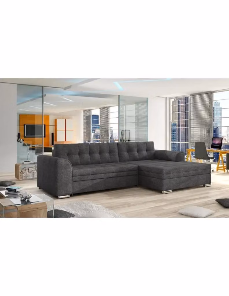 Divano angolare trasformabile CONFORTO MEUBLORAMA 4 posti grigio antracite con angolo destro L/P/H: 274 x 165 x 78 cm – 2