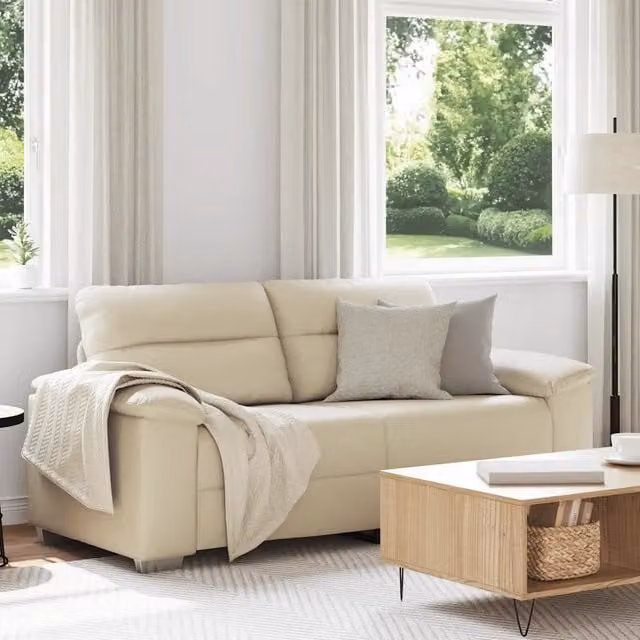 Divano a 2 posti Crema 180x81x84 cm in Similpelle 4105339