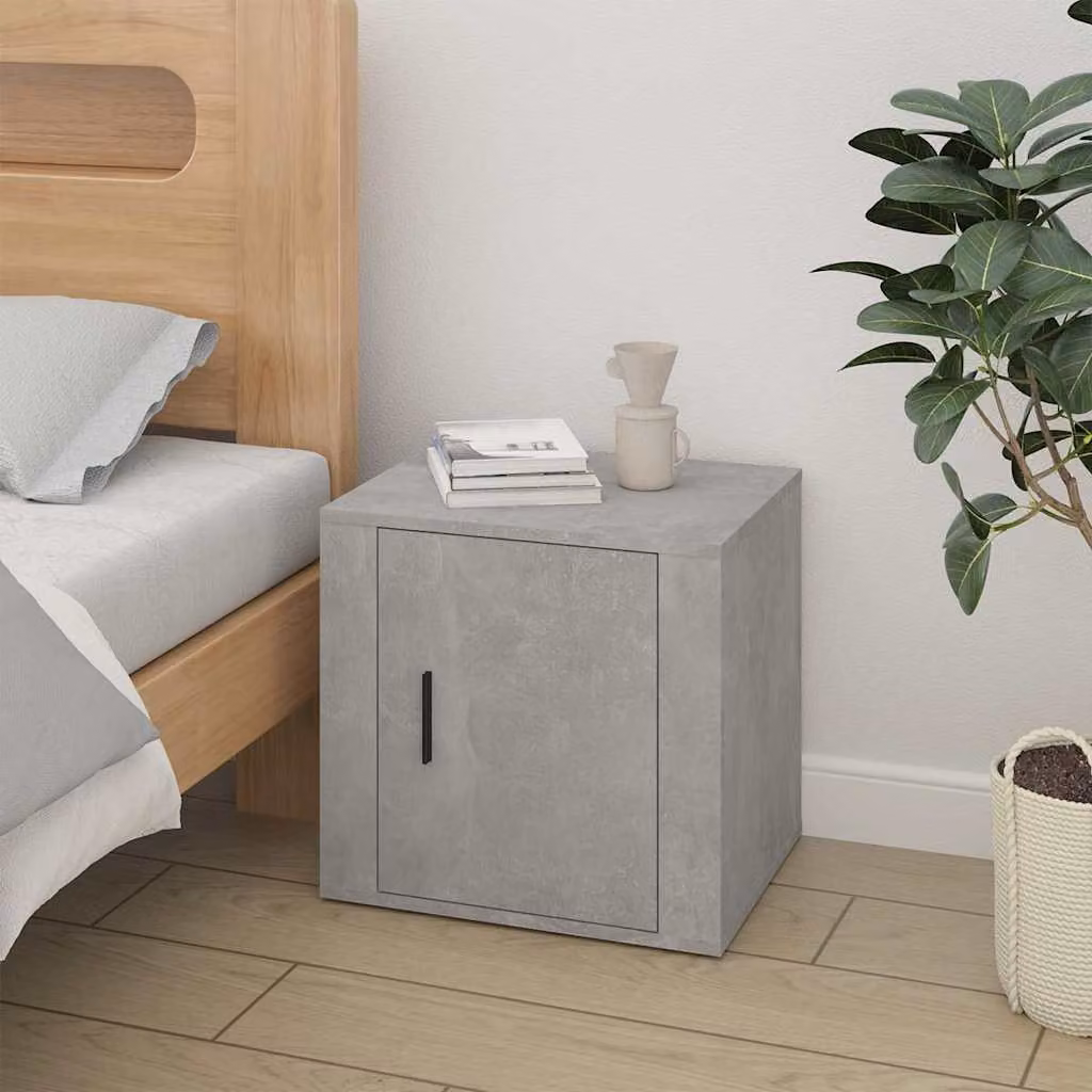 Comodino moderno vidaXL in legno e MDF, colore grigio, L: 50 cm, P: 39 cm, H: 47 cm