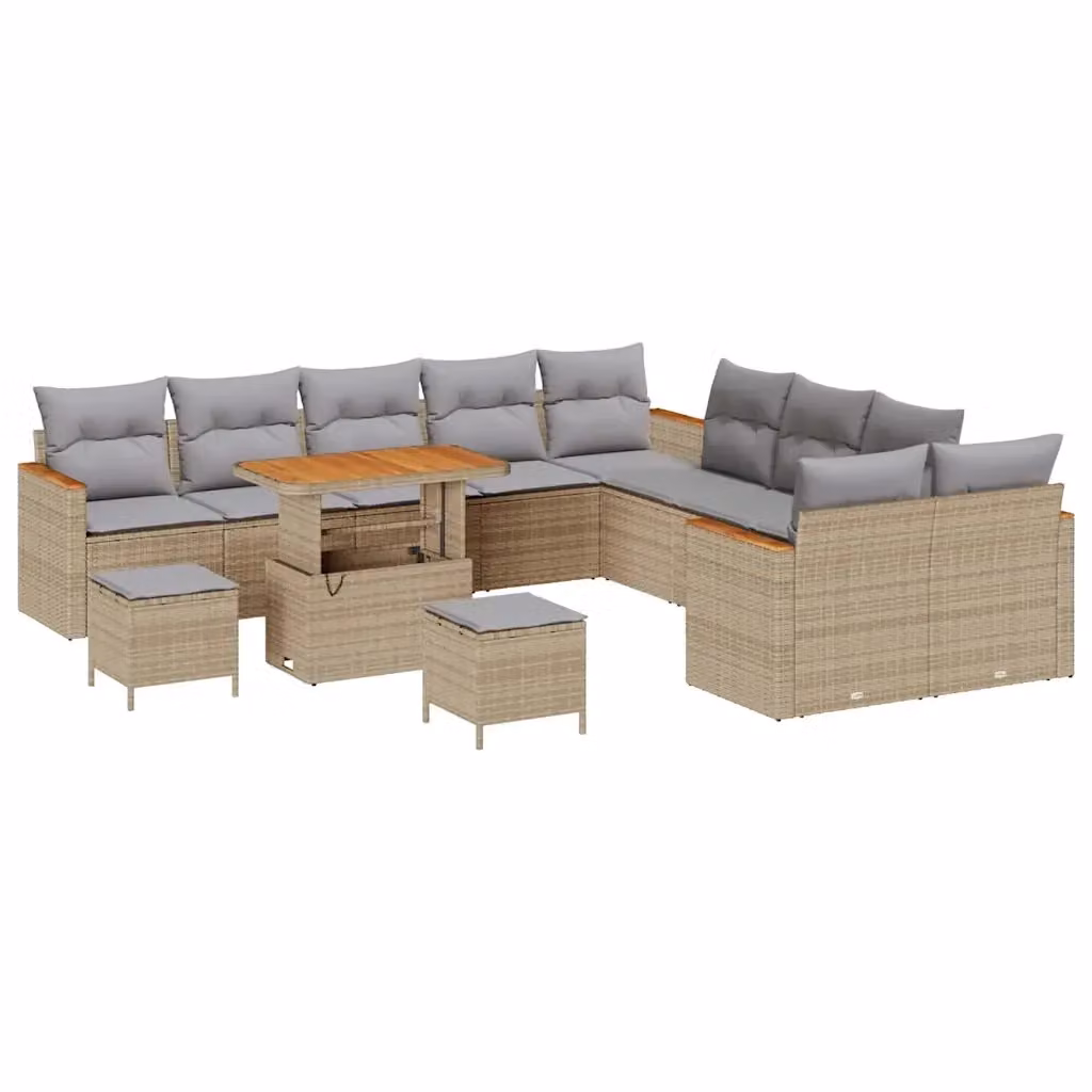 Set Divano da Giardino Moderno vidaXL Beige con Cuscini e Tavolino da Esterno – 2