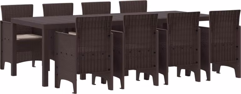 Set da Pranzo per Giardino 9 pcs Marrone Polipropilene