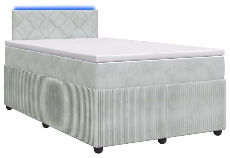 Letto a molle con materasso grigio chiaro 120 x 200 cm in velluto