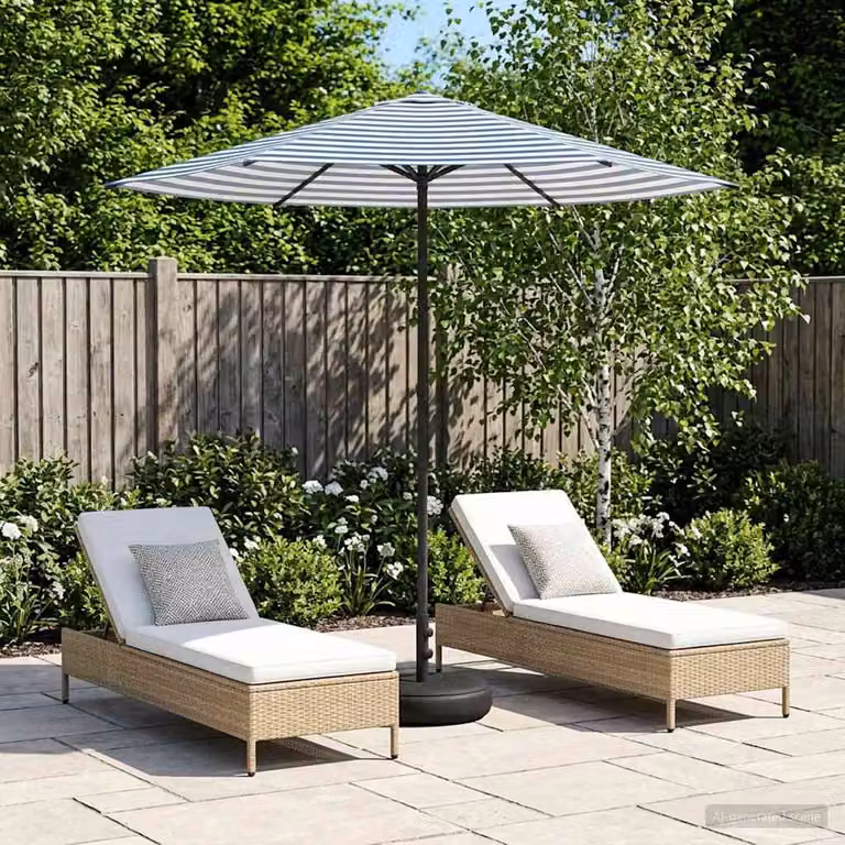 Parasole da Giardino vidaXL con Base Rettangolare in Acciaio e Copertura in Poliestere, L/P: 2,3 x 2,3 m