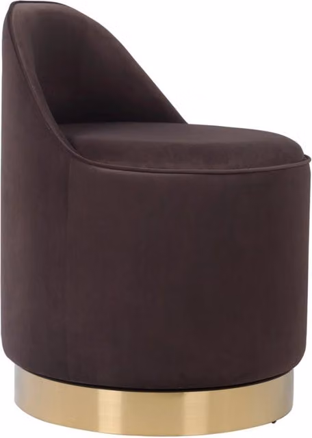 Pouf girevole Viktor con contenitore in velluto marrone