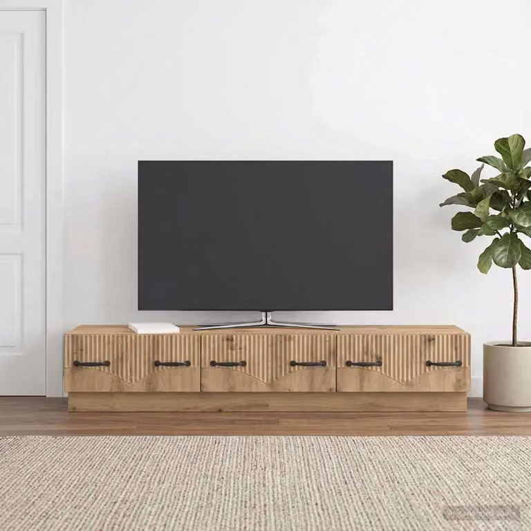 Mobile TV moderno vidaXL in legno marrone con passacavi L: 147 cm, P: 34,5 cm, H: 27 cm