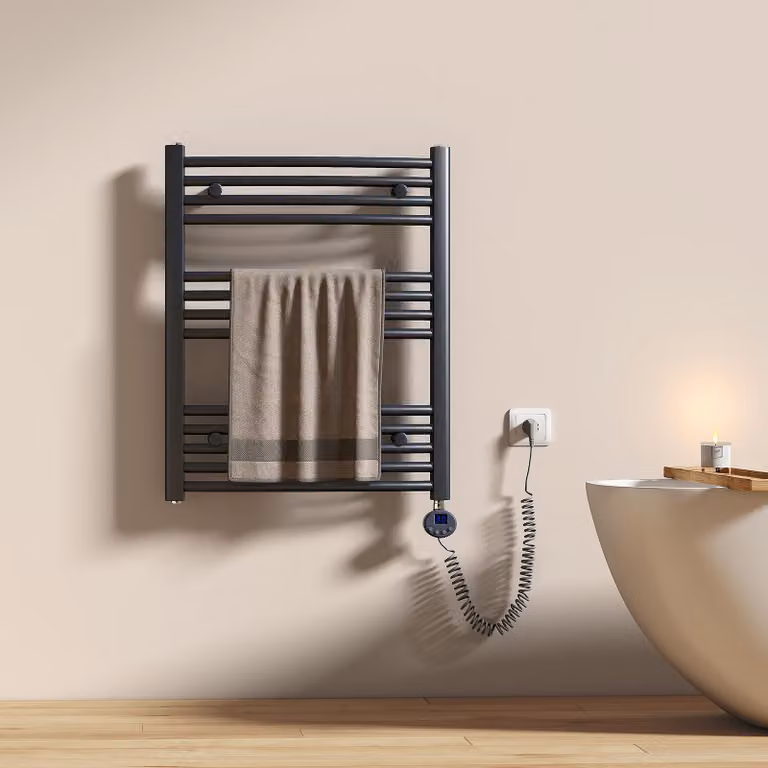 EMKE Scaldasalviette elettrico 75X60cm 300W antracite curvo Radiatore da bagno Controllo Wi-Fi Termostato intelligente Scaldasalviette