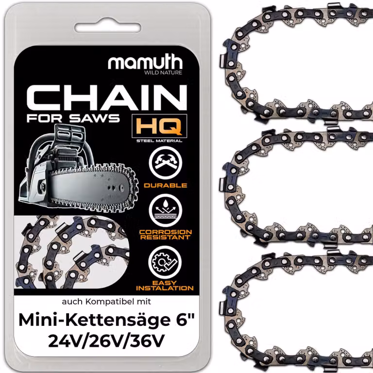 3 catene per motosega, lunghezza 15 cm, spessore 1,1 mm, passo 1/4", modello 37 TG, per motoseghe compatte da 6 pollici, 24V/26V/36V