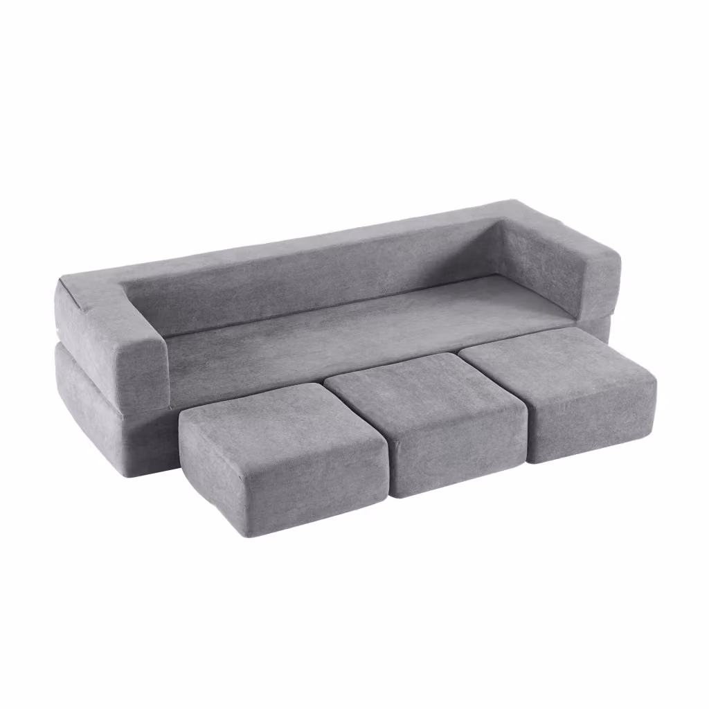 Divano letto modulare pieghevole in chenille grigio scuro L/P/H: 154 x 31 x 31 cm – 2