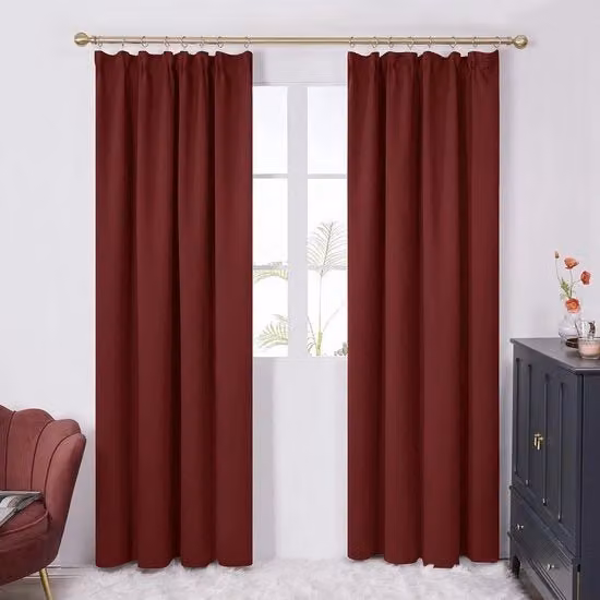Set di 2 tende oscuranti Deconovo in poliestere rosso, termoisolanti e fonoassorbenti, con piega a nastro, L: 140 cm, H: 290 cm