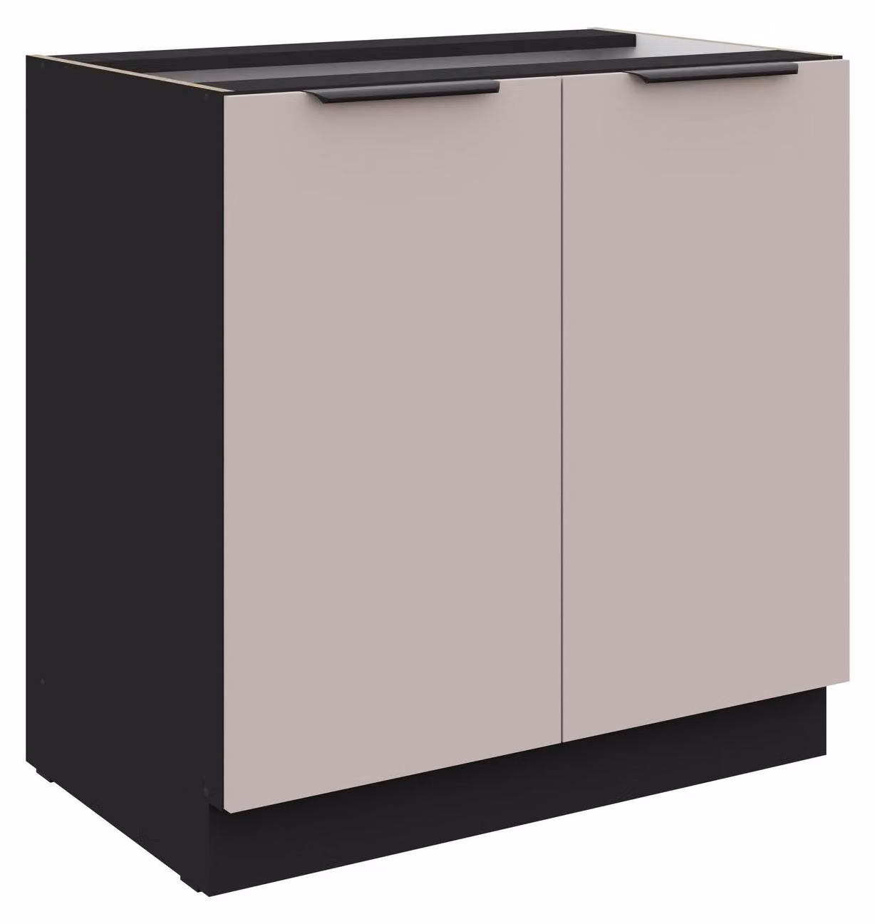 Mobile base da cucina 80 cm Cucina ARONA Beige cashmere opaco + Nero opaco Angolo cottura Blocco cucina Cucina componibile