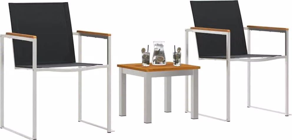 Set da Pranzo per Giardino 3 pcs Marrone e Nero